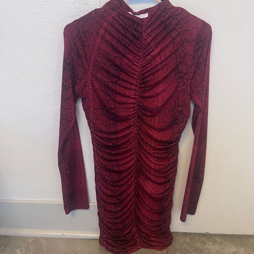 Elegant Red Ruched Dress